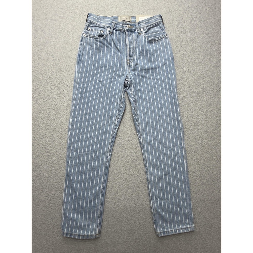 Everlane 90s Cheeky Straight Jeans Womens 24 Ankle Striped High Rise NWT‎